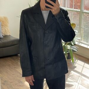 Vintage Black Real Leather Jacket for Women